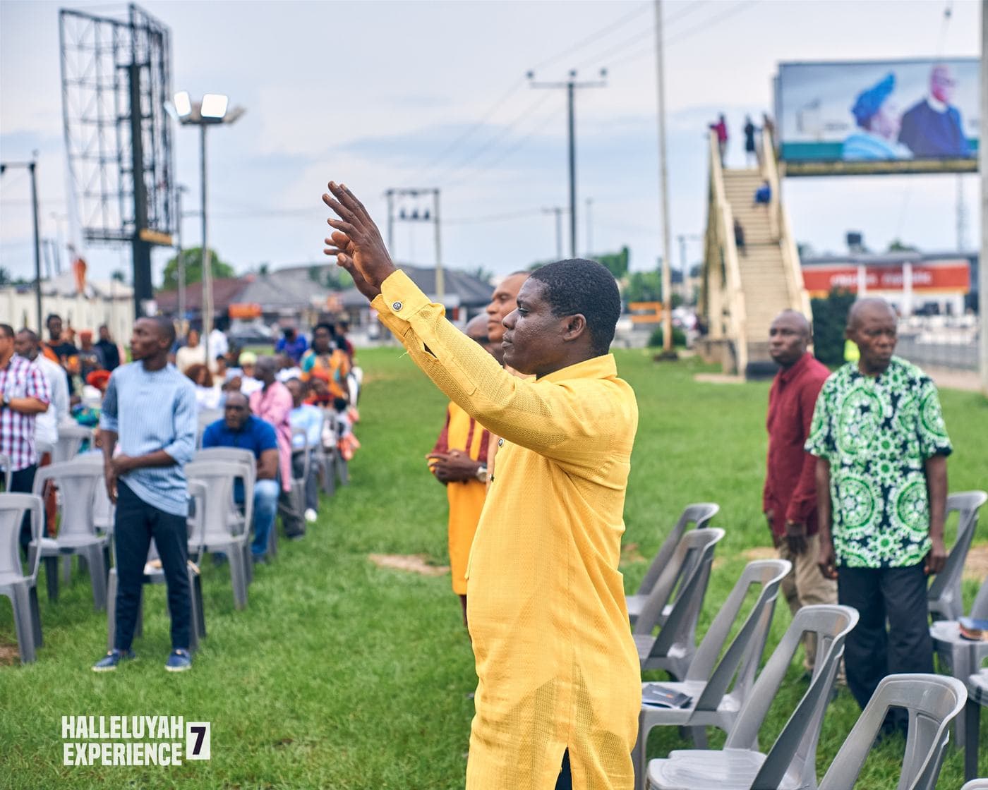 Members of the congregation worshipping together.