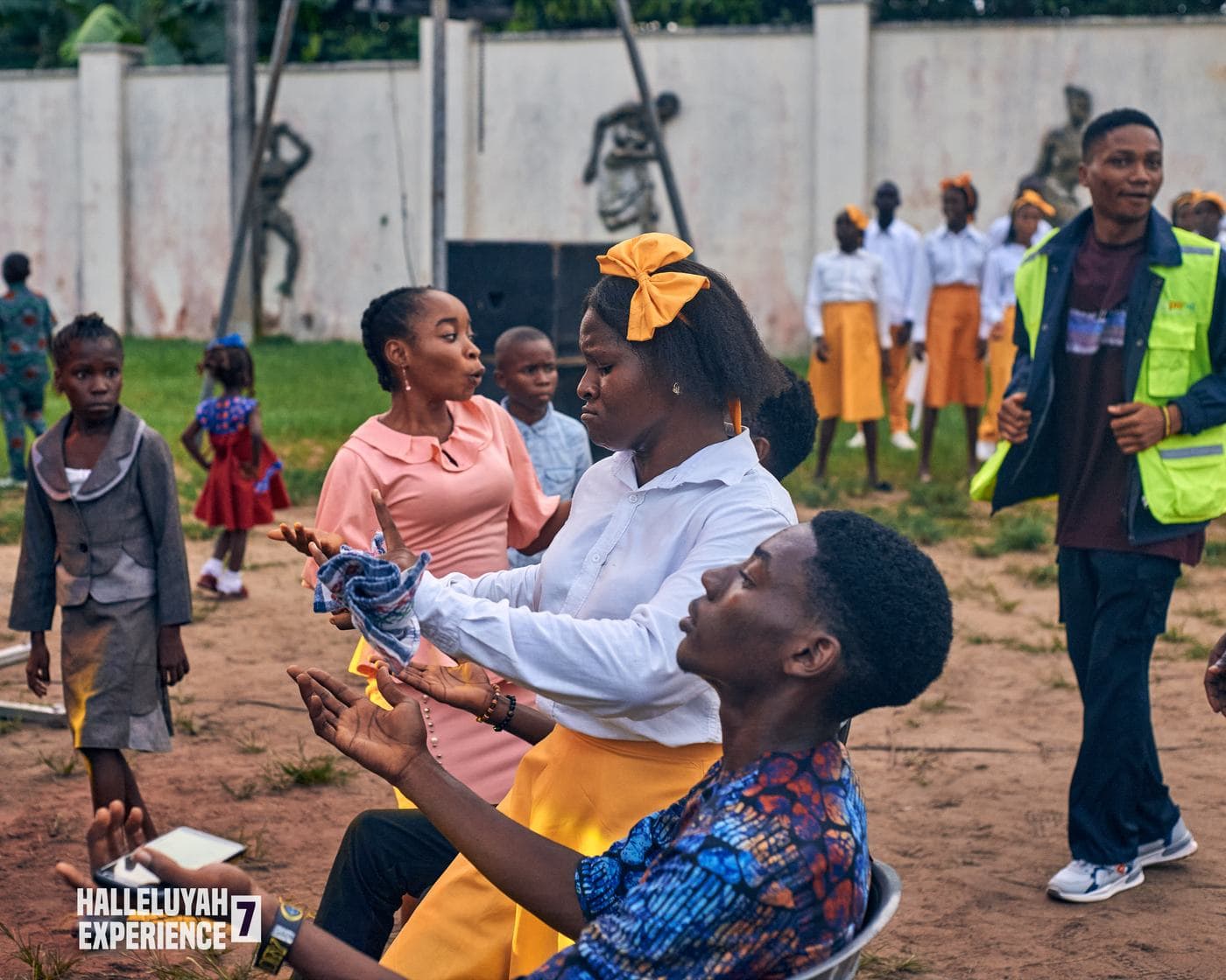 Members of the congregation worshipping together.